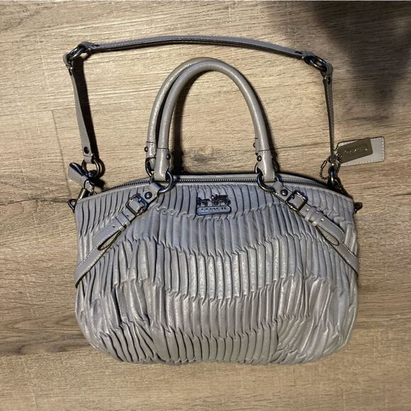 Coach Grey Leather Madison Gathered Sophia Satchel EUC - Picture 4 of 16